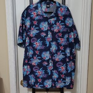 Star Wars Navy Blue Tropical Floral Button-Down Shirt